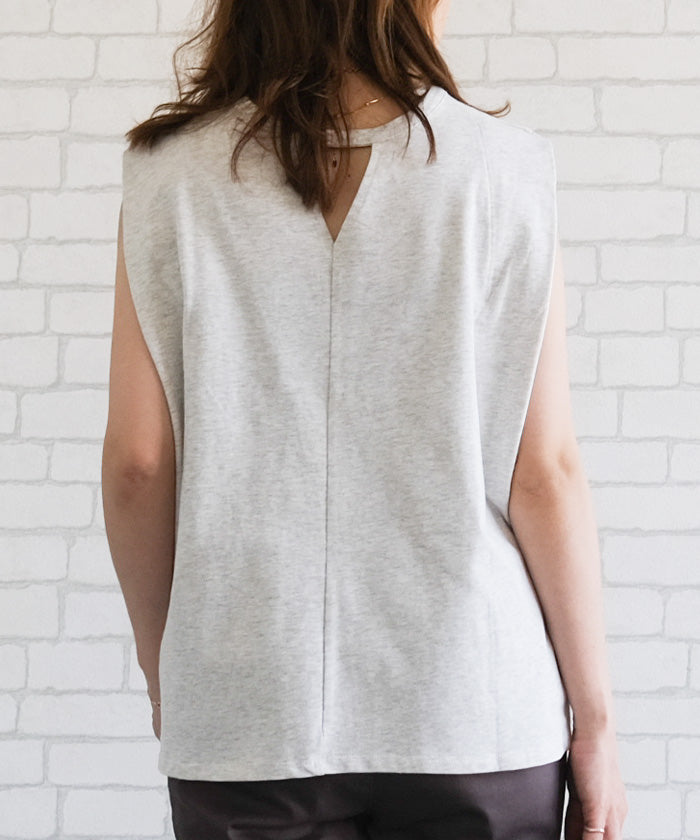 アクアガレージ aquagarage バックデザインノースリーブカットソー 春 夏 ロンT チュニック ノースリーブ (ブラック) ブラック