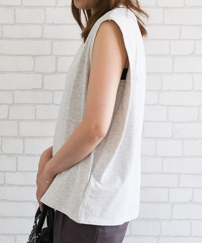 アクアガレージ aquagarage バックデザインノースリーブカットソー 春 夏 ロンT チュニック ノースリーブ (ブラック) ブラック