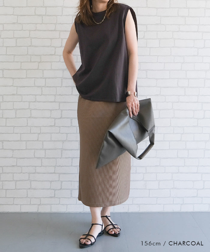 アクアガレージ aquagarage バックデザインノースリーブカットソー 春 夏 ロンT チュニック ノースリーブ (ブラック) ブラック