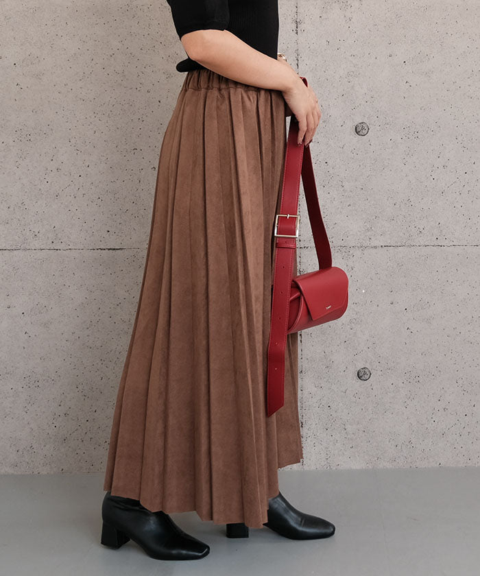 アクアガレージ aquagarage スエードプリーツロングスカート レディース | アクアガレージ aquagarage 予約(8月下旬頃) (チャコール) チャコール