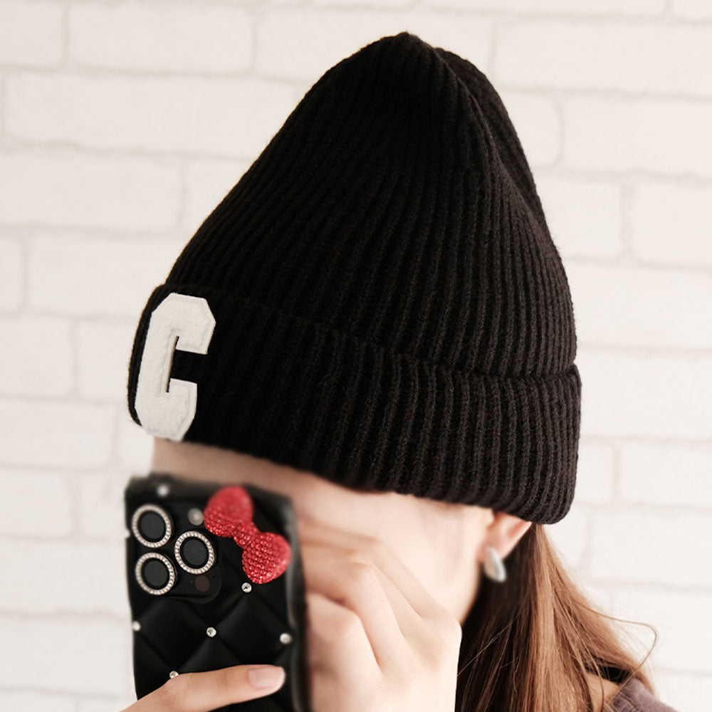 アクアガレージ aquagarage Cロゴニット帽 レディース 春 秋 冬 | アクアガレージ aquagarage (ブラック) ブラック