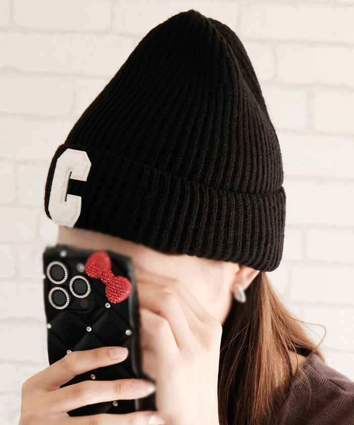 アクアガレージ aquagarage Cロゴニット帽 レディース 春 秋 冬 | アクアガレージ aquagarage (ブラック) ブラック