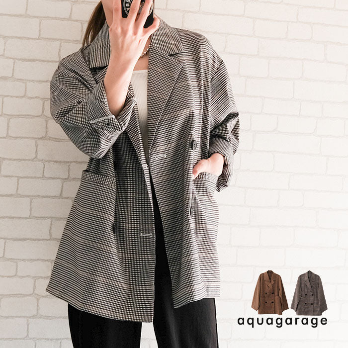 アクアガレージ aquagarage ガンクラブチェックテーラードジャケット レディース | アクアガレージ aquagarage (オフホワイト) オフホワイト