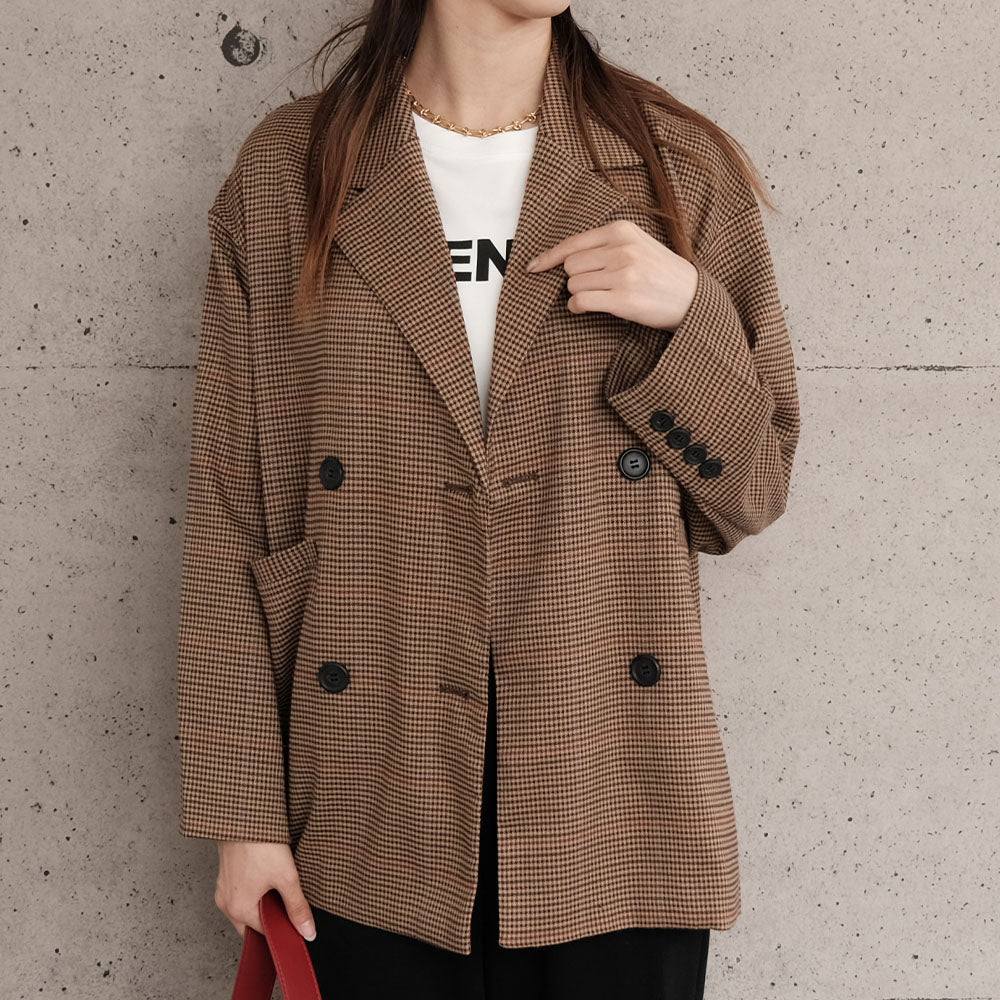 アクアガレージ aquagarage ガンクラブチェックテーラードジャケット レディース | アクアガレージ aquagarage (ブラウン) ブラウン