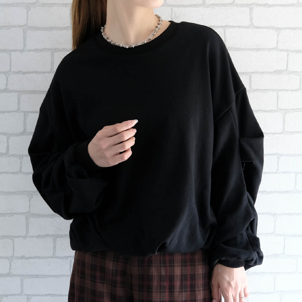 アクアガレージ aquagarage 袖タックバルーントップス 秋 冬 M レディース | アクアガレージ aquagarage (ブラック) ブラック