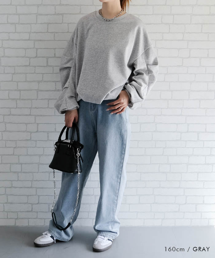 アクアガレージ aquagarage 袖タックバルーントップス 秋 冬 M レディース | アクアガレージ aquagarage (ブラック) ブラック