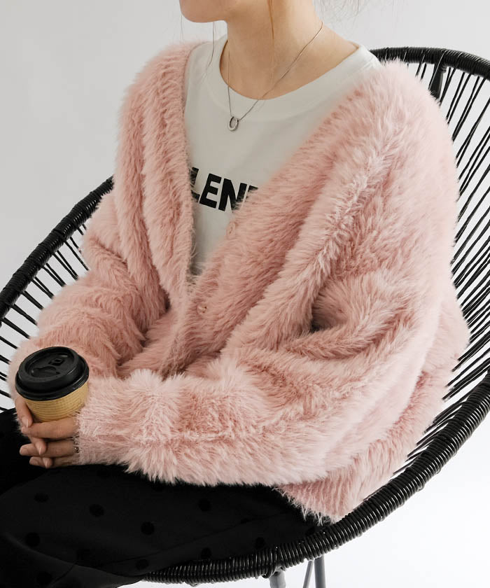 アクアガレージ aquagarage フェザーニットカーディガン 秋 冬 M レディース | アクアガレージ aquagarage (ピンク) ピンク