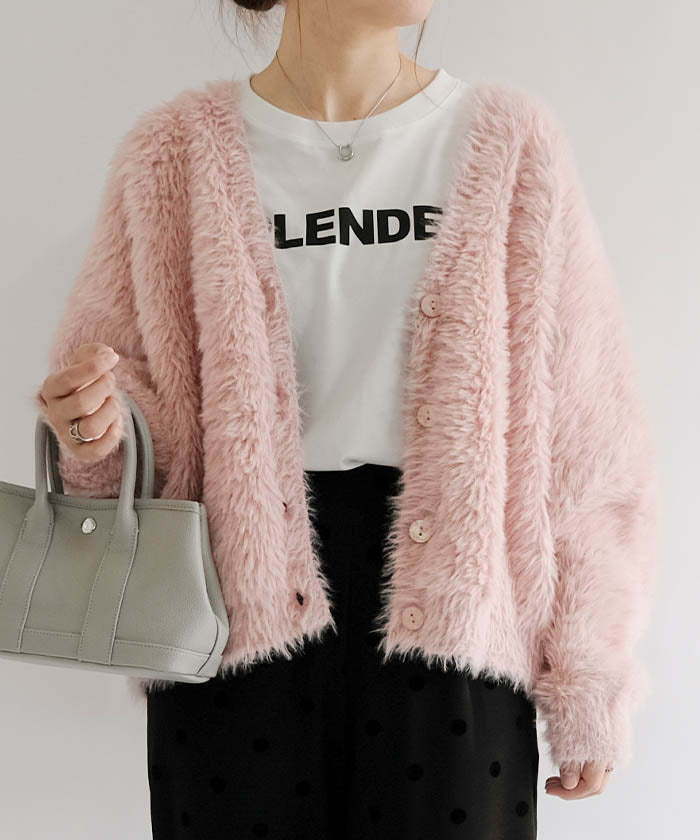 アクアガレージ aquagarage フェザーニットカーディガン 秋 冬 M レディース | アクアガレージ aquagarage (ピンク) ピンク