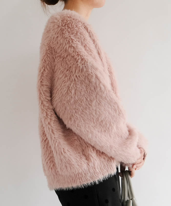 アクアガレージ aquagarage フェザーニットカーディガン 秋 冬 M レディース | アクアガレージ aquagarage (ピンク) ピンク