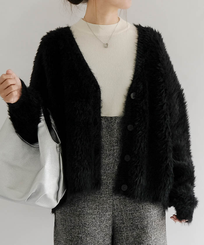 アクアガレージ aquagarage フェザーニットカーディガン 秋 冬 M レディース | アクアガレージ aquagarage (ピンク) ピンク