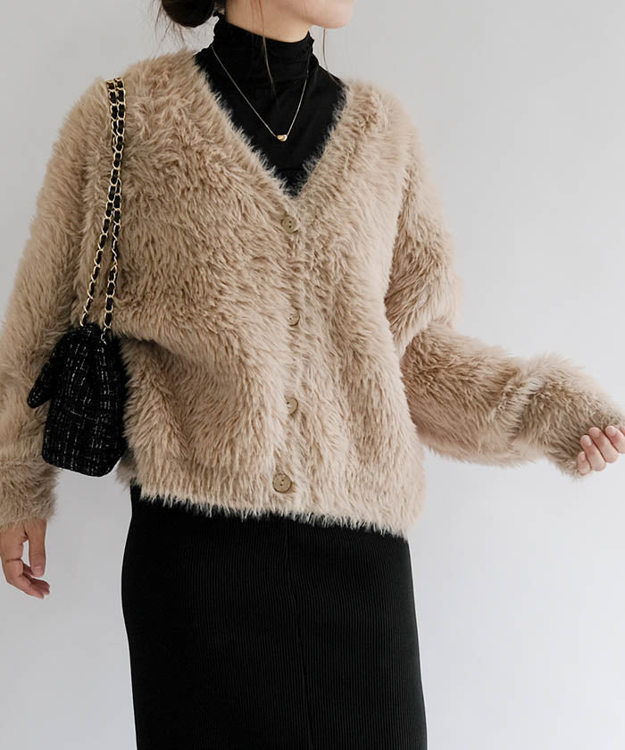 アクアガレージ aquagarage フェザーニットカーディガン 秋 冬 M レディース | アクアガレージ aquagarage (ピンク) ピンク