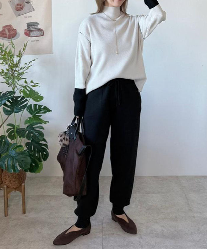 アクアガレージ aquagarage ニットジョガーパンツ レディース 秋 冬 M L |アクアガレージ aquagarage (チャコール) チャコール