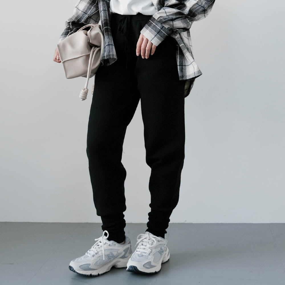 アクアガレージ aquagarage ニットジョガーパンツ レディース 秋 冬 M L |アクアガレージ aquagarage (ブラック) ブラック