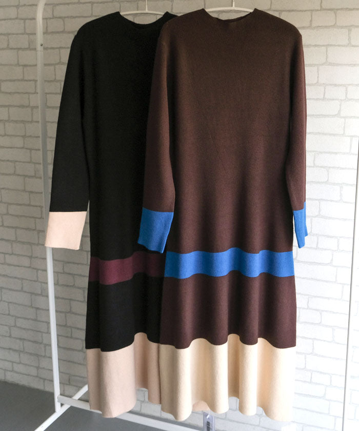 アクアガレージ aquagarage Aラインニットワンピース レディース 秋 冬 | アクアガレージ aquagarage (ブラック) ブラック