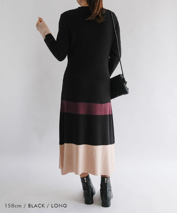 アクアガレージ aquagarage Aラインニットワンピース レディース 秋 冬 | アクアガレージ aquagarage (ブラック) ブラック
