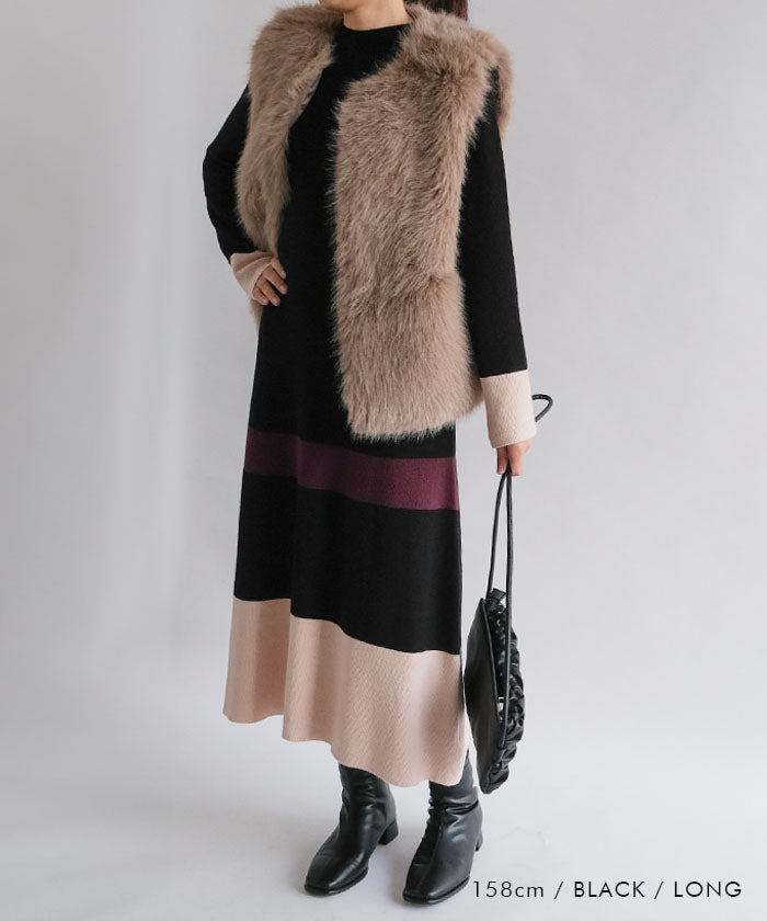 アクアガレージ aquagarage Aラインニットワンピース レディース 秋 冬 | アクアガレージ aquagarage (ブラック) ブラック