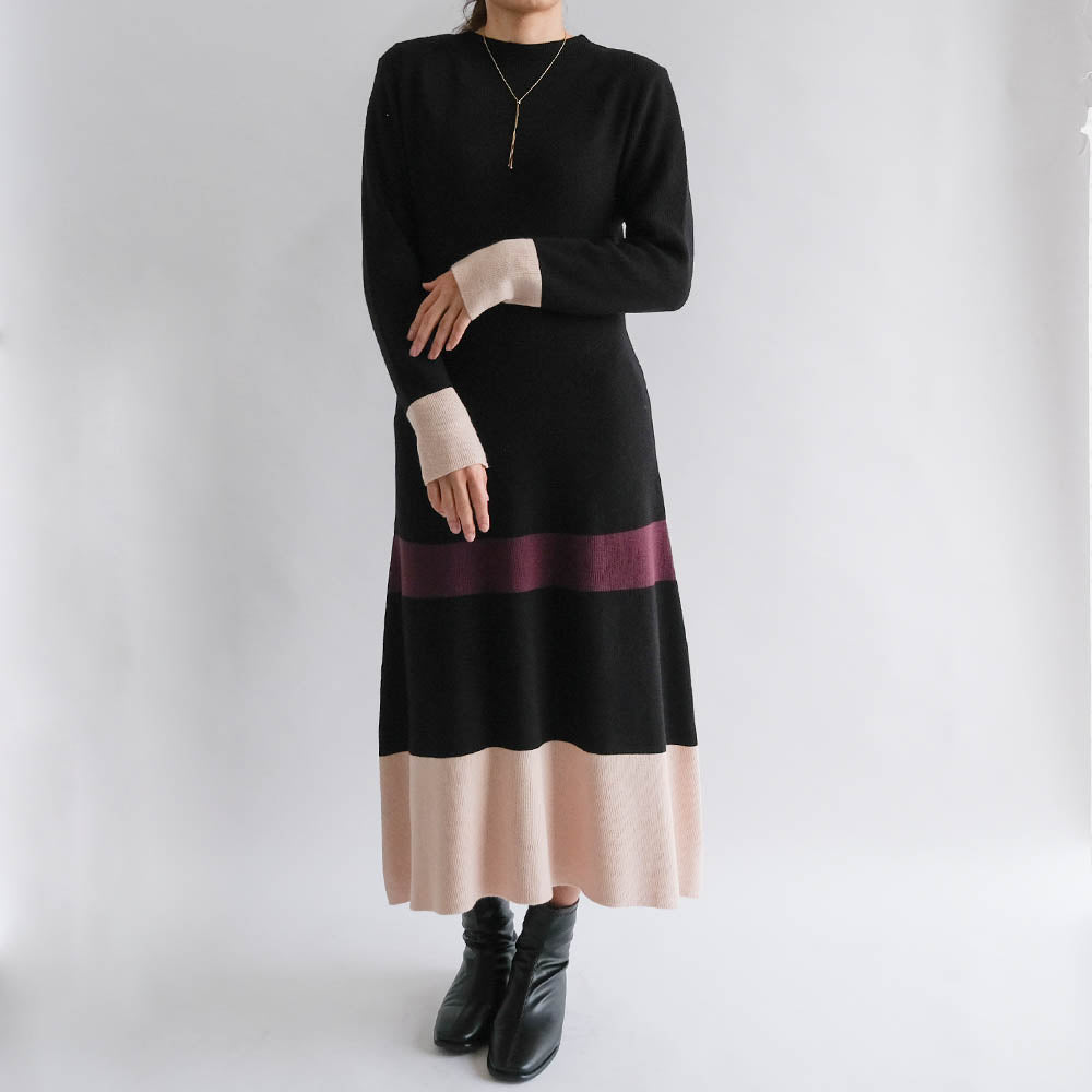アクアガレージ aquagarage Aラインニットワンピース レディース 秋 冬 | (ブラック(マキシ丈)) ブラック(マキシ丈)