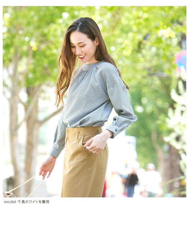 アクアガレージ aquagarage バックスリットプルオーバー チェック ブラウス (グレンチェック:ブラック) グレンチェック:ブラック