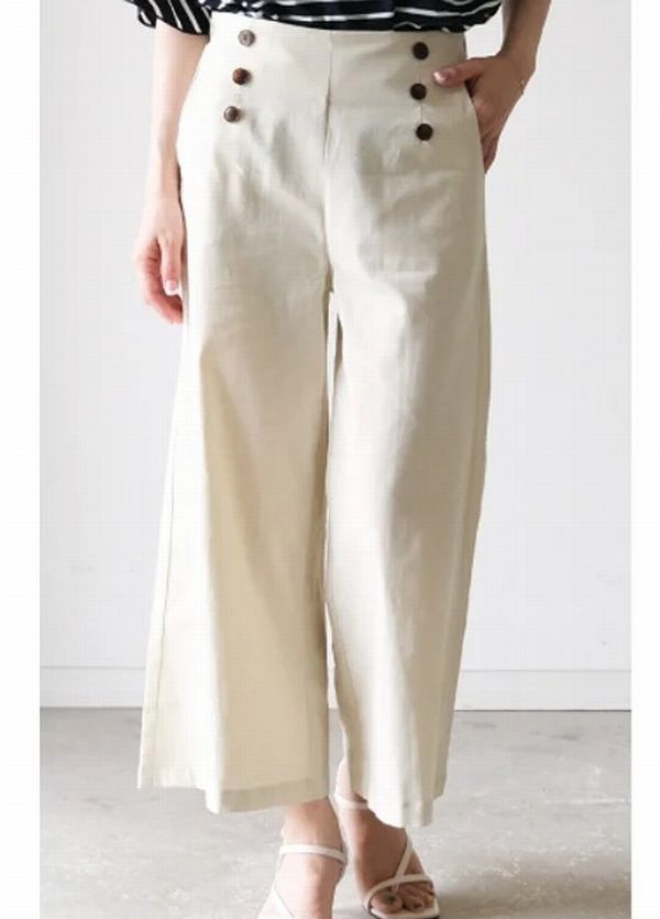 アクアガレージ aquagarage ハイウエスト コットン ワイドパンツ