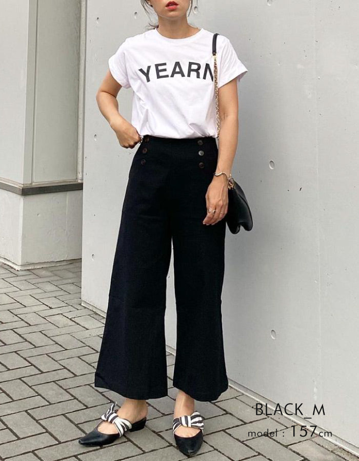 アクアガレージ aquagarage ハイウエスト コットン ワイドパンツ