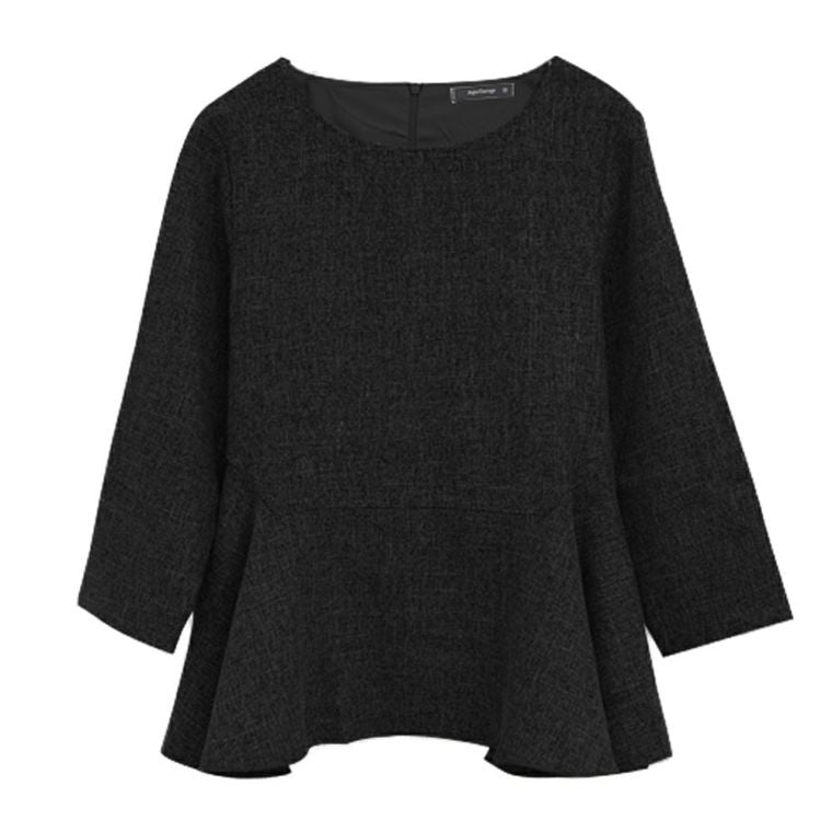 アクアガレージ aquagarage ペプラム トップス 長袖 ツイード プルオーバー