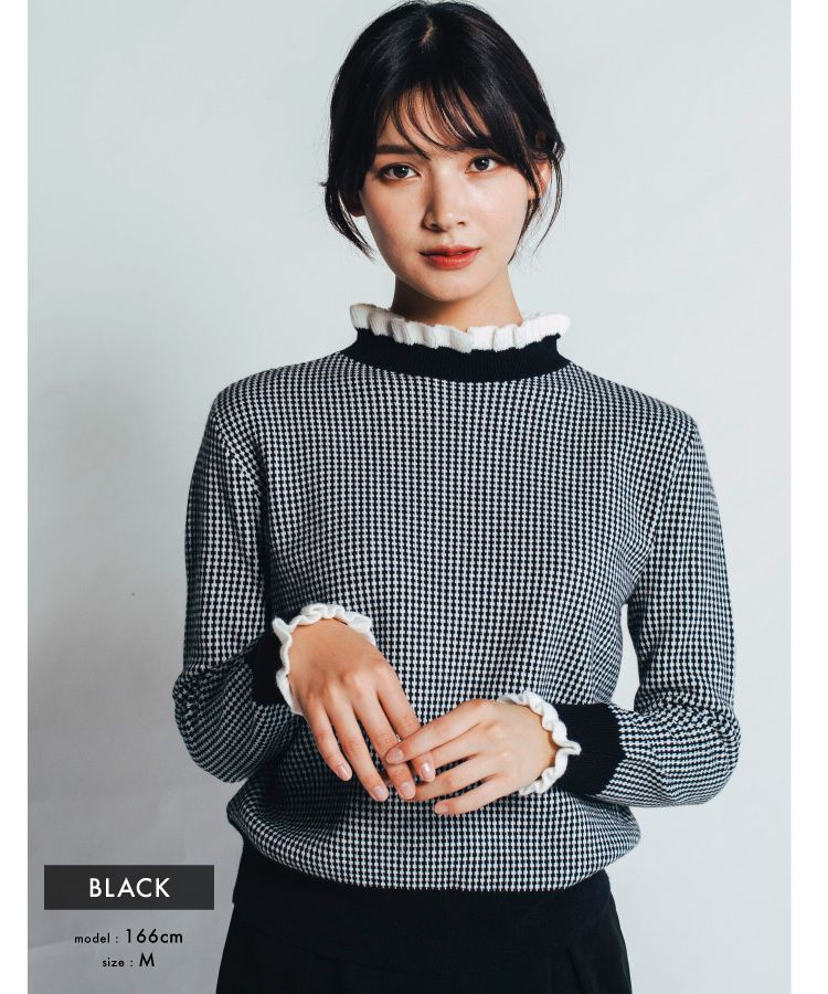 アクアガレージ aquagarage フリルネック ニット フリル トップス プチハイネック