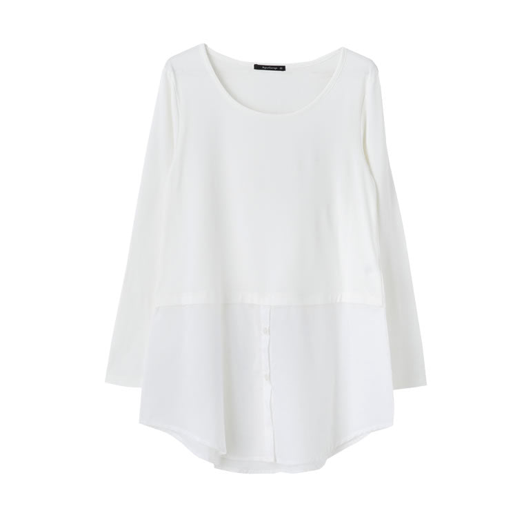 アクアガレージ aquagarage 重ね着 インナー レイヤード tシャツ 裾 レイヤードシャツ (シャツ:ホワイト) シャツ:ホワイト