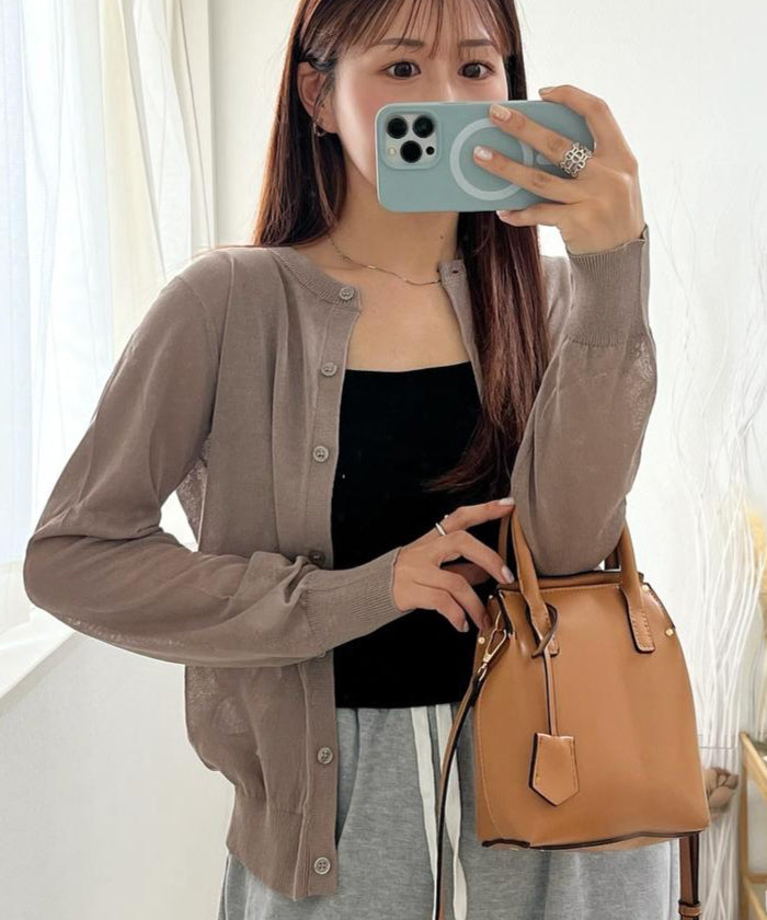 アクアガレージ aquagarage シアーカーディガン ニットカーディガン (レッド) レッド