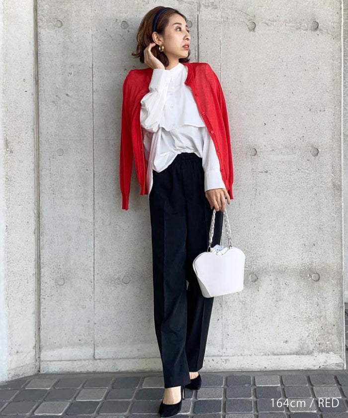 アクアガレージ aquagarage シアーカーディガン ニットカーディガン (レッド) レッド