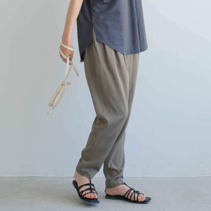 アクアガレージ aquagarage テーパードパンツ イージーパンツ ウエストゴム (ブラック) ブラック