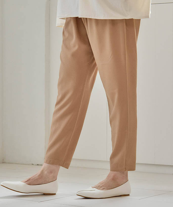 アクアガレージ aquagarage テーパードパンツ イージーパンツ ウエストゴム (ブラック) ブラック