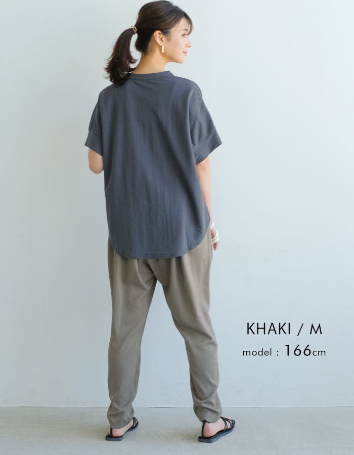 アクアガレージ aquagarage テーパードパンツ イージーパンツ ウエストゴム (ブラック) ブラック