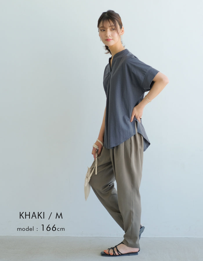 アクアガレージ aquagarage テーパードパンツ イージーパンツ ウエストゴム (ブラック) ブラック