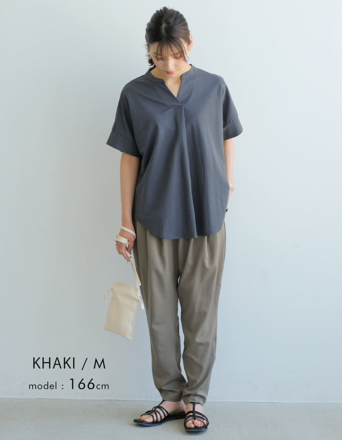 アクアガレージ aquagarage テーパードパンツ イージーパンツ ウエストゴム (ブラック) ブラック