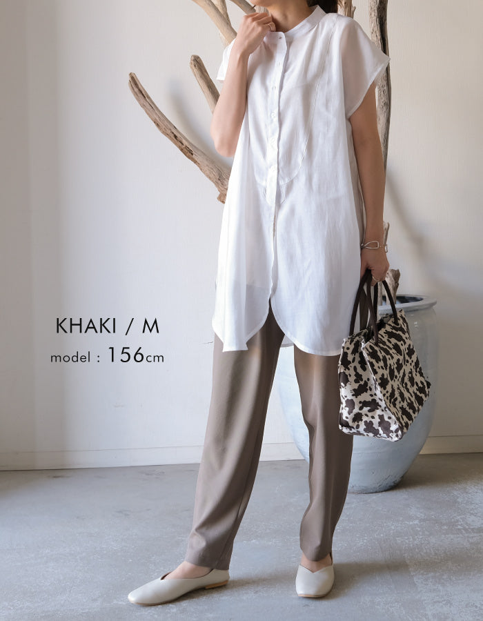 アクアガレージ aquagarage テーパードパンツ イージーパンツ ウエストゴム (ブラック) ブラック