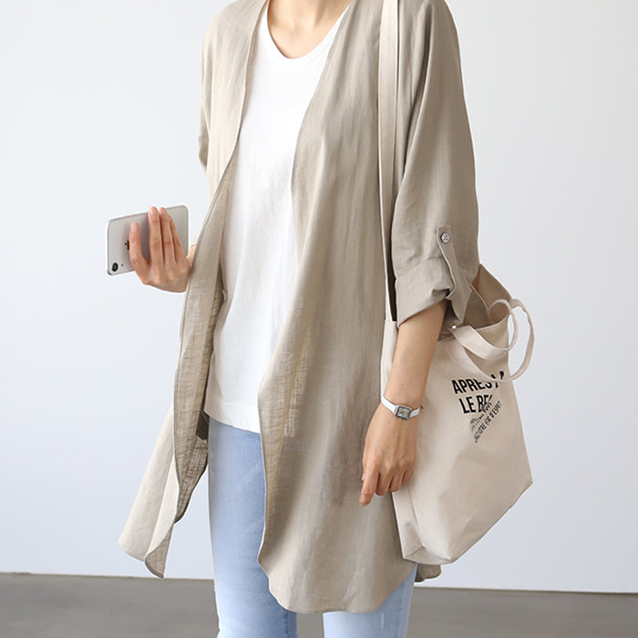アクアガレージ aquagarage リネン風ロングカーディガン リネン カーディガン