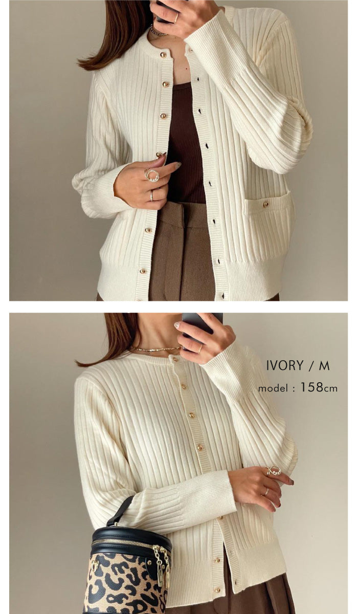 アクアガレージ aquagarage クルーネックニットカーディガン (レッド) レッド