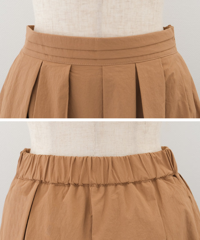 アクアガレージ aquagarage タックフレアロングスカート 春 秋 冬 ギャザースカート Aライン (ブラック) ブラック