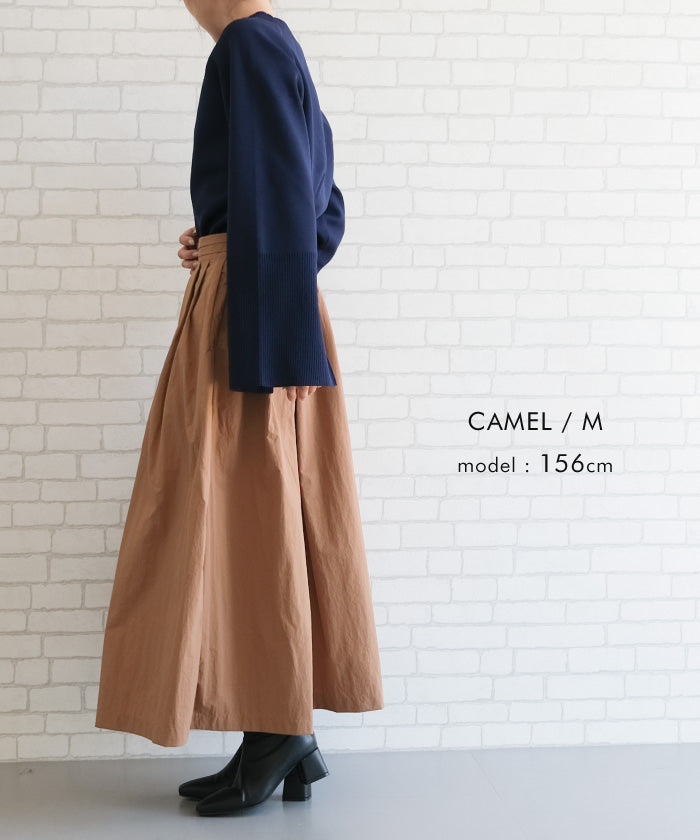 アクアガレージ aquagarage タックフレアロングスカート 春 秋 冬 ギャザースカート Aライン (ブラック) ブラック