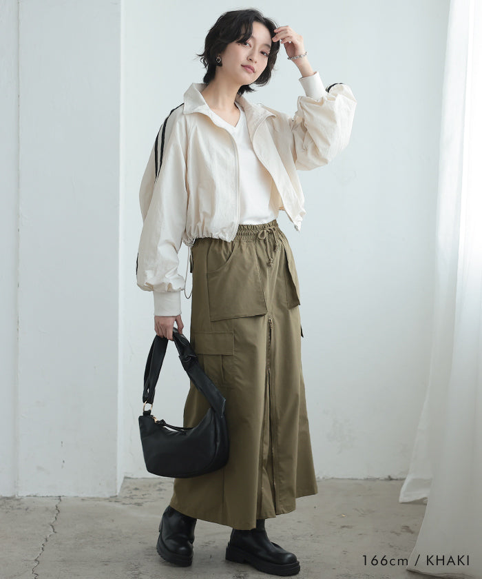 アクアガレージ aquagarage 前ZIPロングカーゴスカート 春 夏 秋 冬