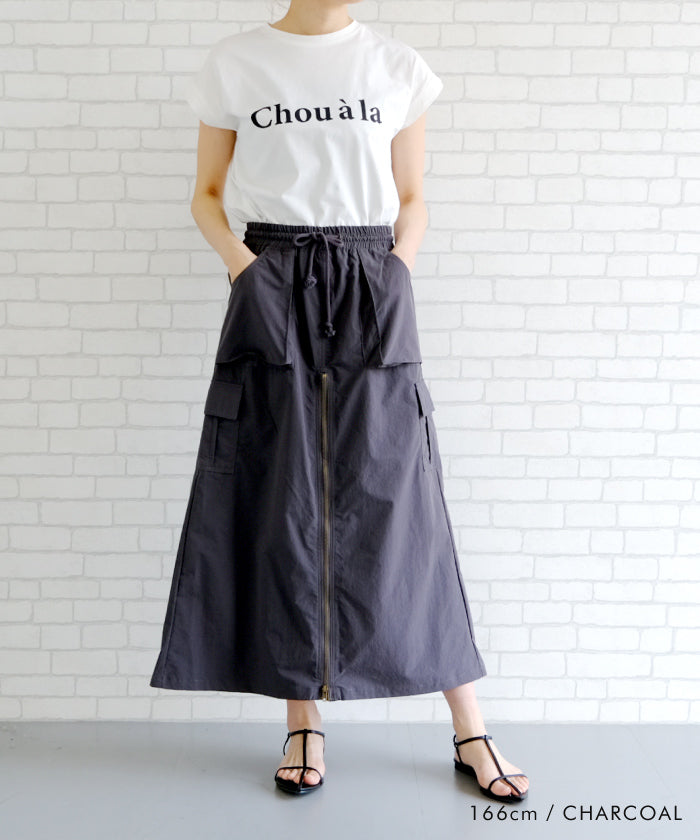 アクアガレージ aquagarage 前ZIPロングカーゴスカート 春 夏 秋 冬