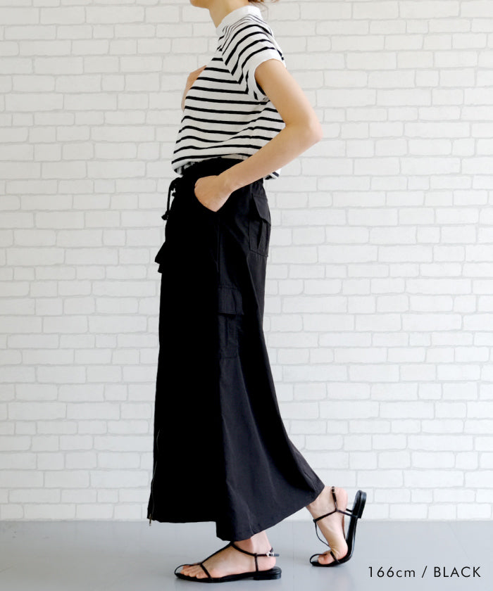 アクアガレージ aquagarage 前ZIPロングカーゴスカート 春 夏 秋 冬