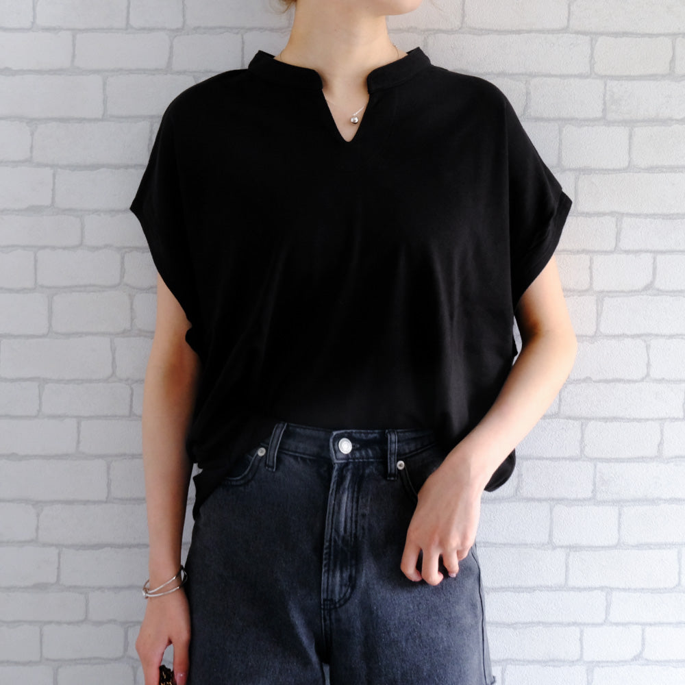 アクアガレージ aquagarage キーネックカットソー レディース 春 夏 半袖 フレンチスリーブ