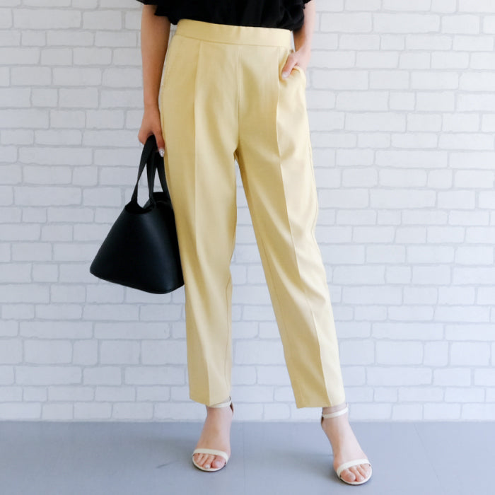 アクアガレージ aquagarage リネンライクテーパードパンツ 春 夏 秋,ライトグリーン