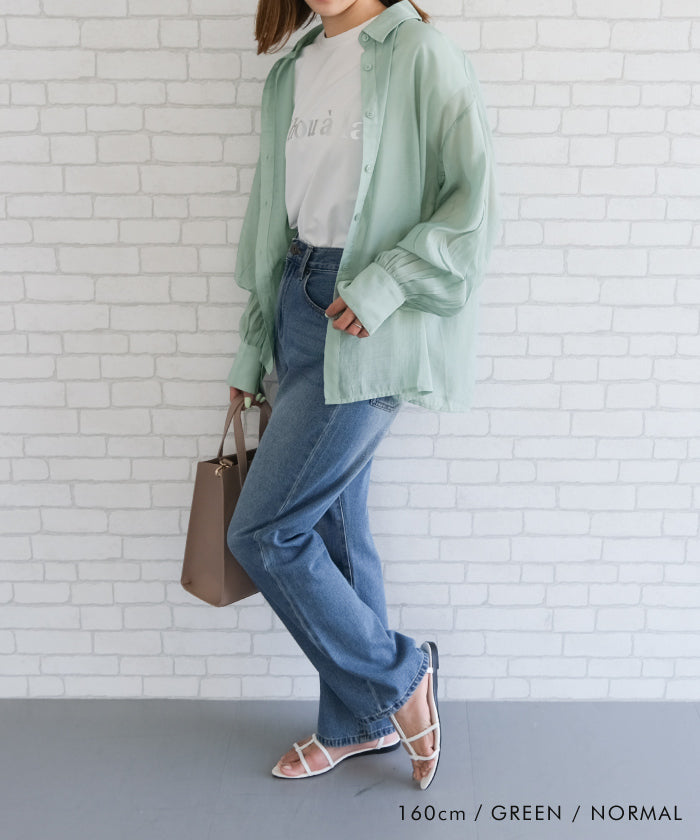 Aqua Garage aquagarage Sheer Shirt with Selectable Length Spring Summer Autumn
