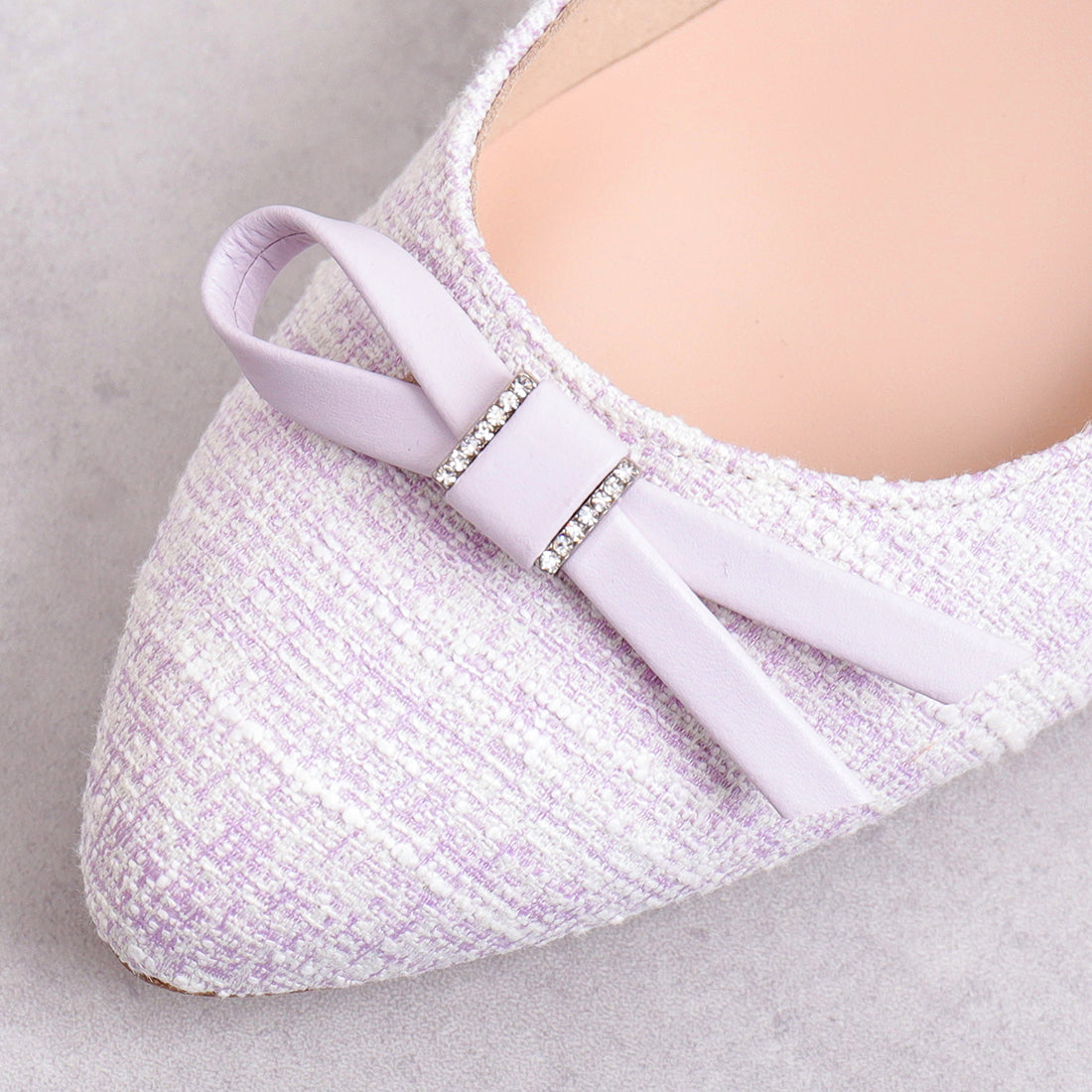 アルテミス バイ ダイアナ artemis by DIANA リボンモチーフ ミックスツイードパンプス (パープル生地) パープル生地