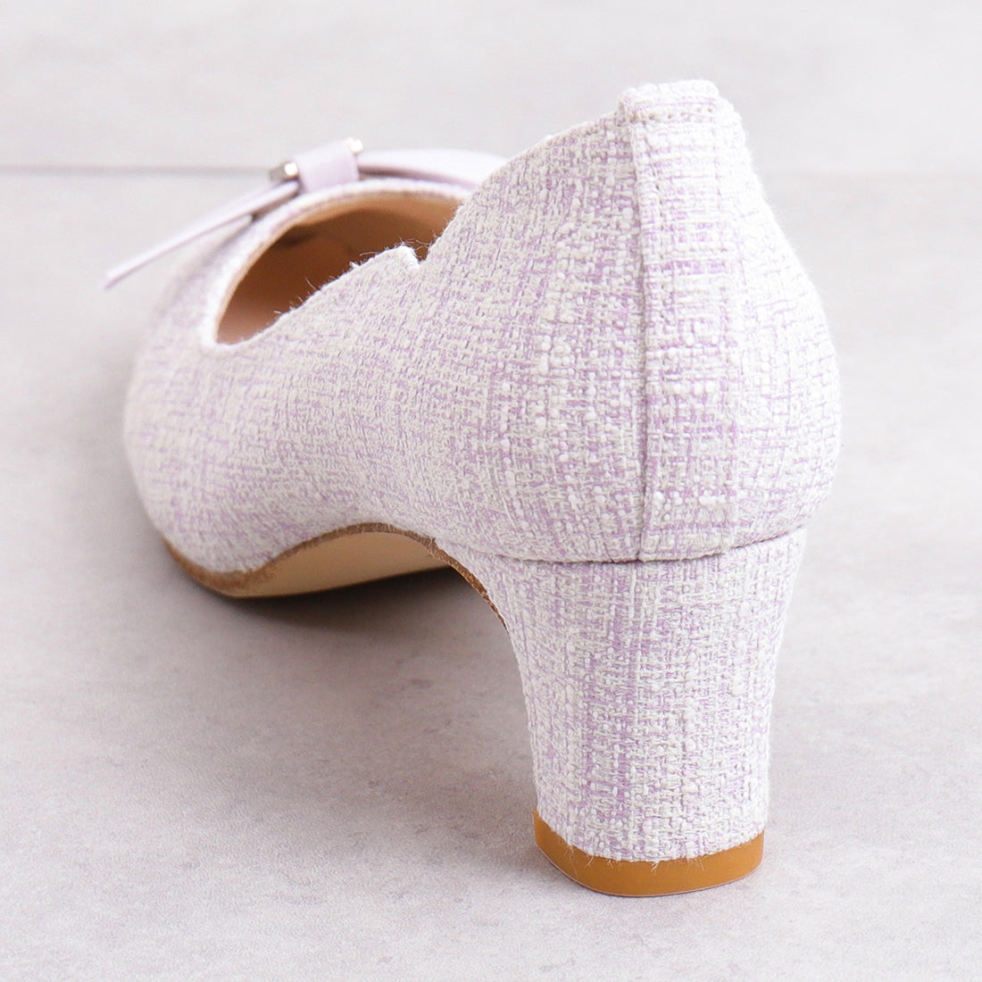アルテミス バイ ダイアナ artemis by DIANA リボンモチーフ ミックスツイードパンプス (パープル生地) パープル生地