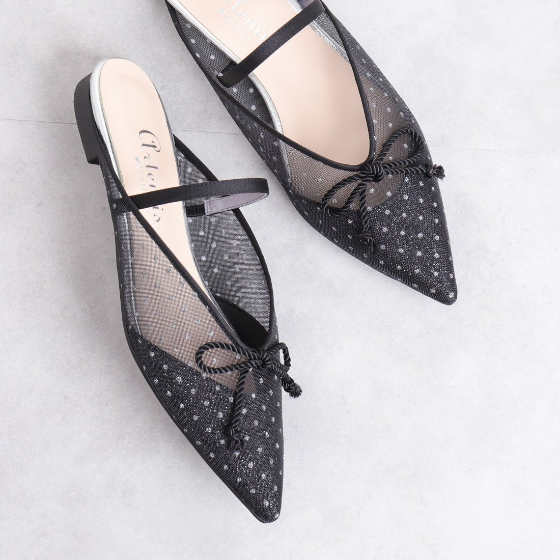 アルテミス バイ ダイアナ artemis by DIANA ドットチュール ワンストラップフラットミュール (黒メッシュ) 黒メッシュ