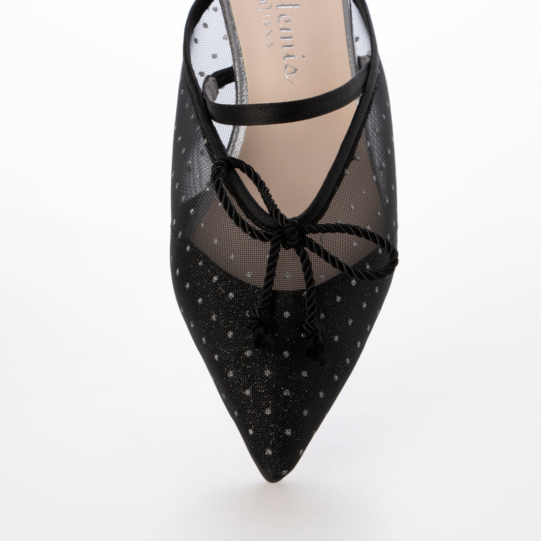 アルテミス バイ ダイアナ artemis by DIANA ドットチュール ワンストラップフラットミュール (黒メッシュ) 黒メッシュ
