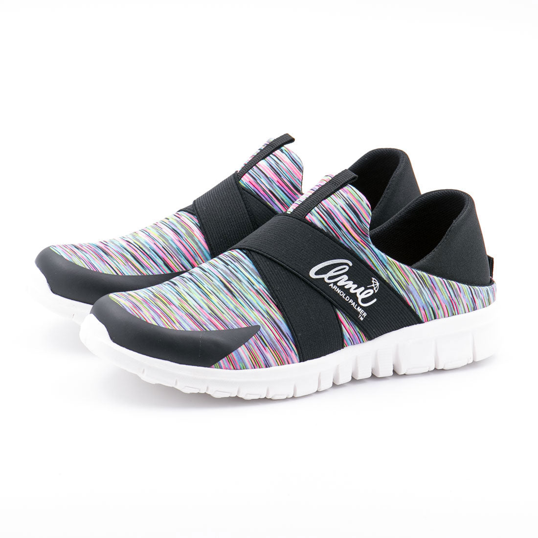 アーニーアーノルドパーマー arnie arnold palmer レディース スニーカー 2WAY スリッポン クロスバンド 履きやすい カジュアル 軽い AN0909,BLKレインボー